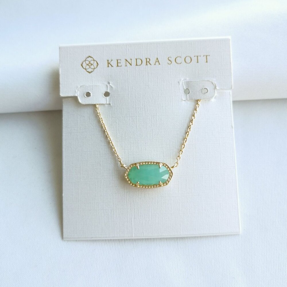 Kendra Scott Elisa Chalcedony Glass Gold Necklace | NEW